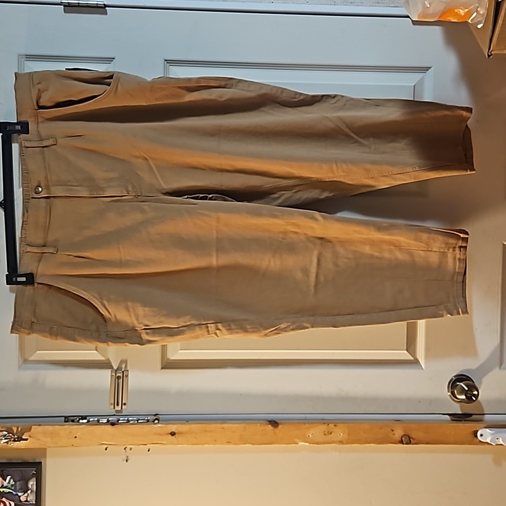 OPHELIA ROE PULL ON CROPPED JEANS: TAN: NEW WITH TAGS: SIZE 3X